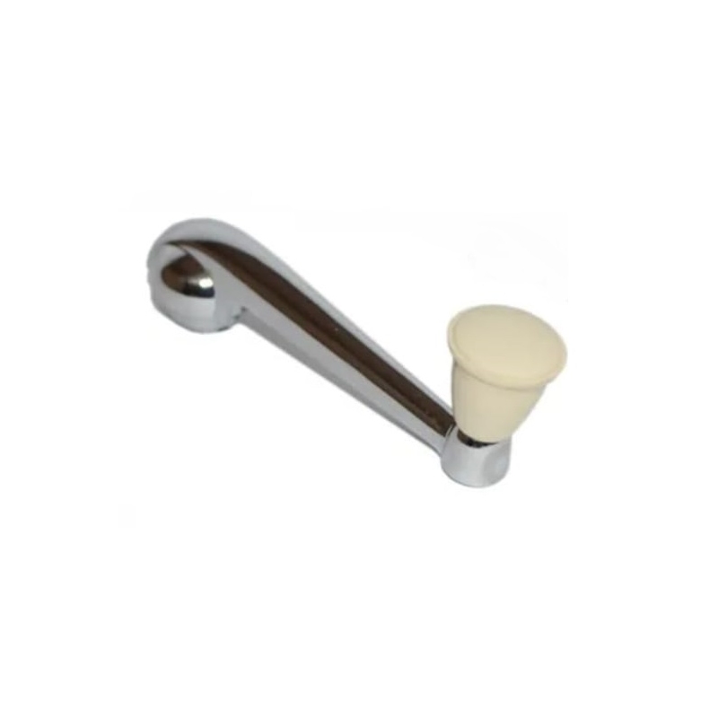 MANIVELA VIDRO CROMADA  BOTÃO MARFIM