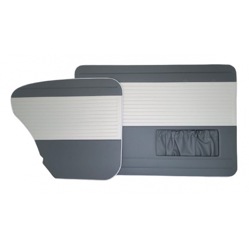 FORRAÇÃO PORTA FUSCA ATÉ 76 COM BOLSA CINZA E BRANCO JOGO