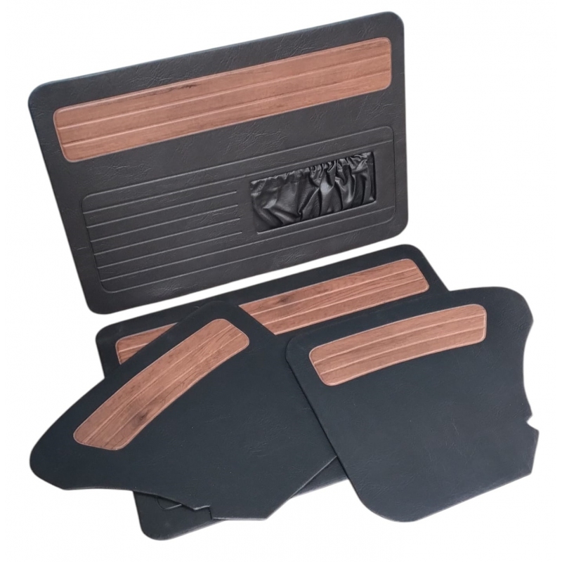 FORRAÇÃO PORTA FUSCA ATÉ 76 C/BOLSA PRETO COM JACARANDÁ JOGO