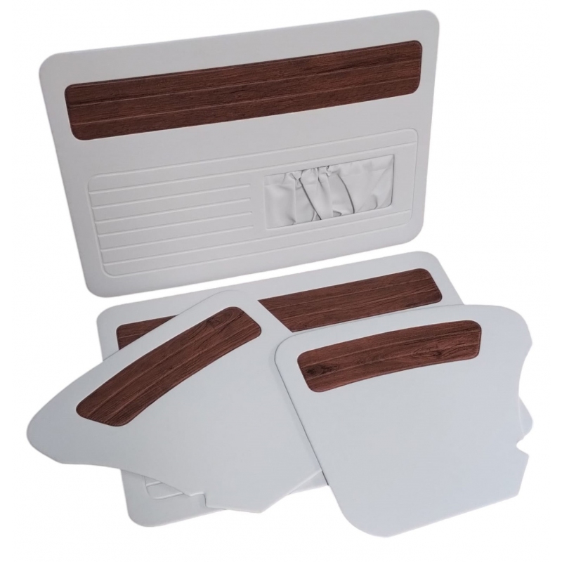 FORRAÇÃO PORTA FUSCA ATÉ 76 C/BOLSA BRANCO/JACARANDÁ JOGO