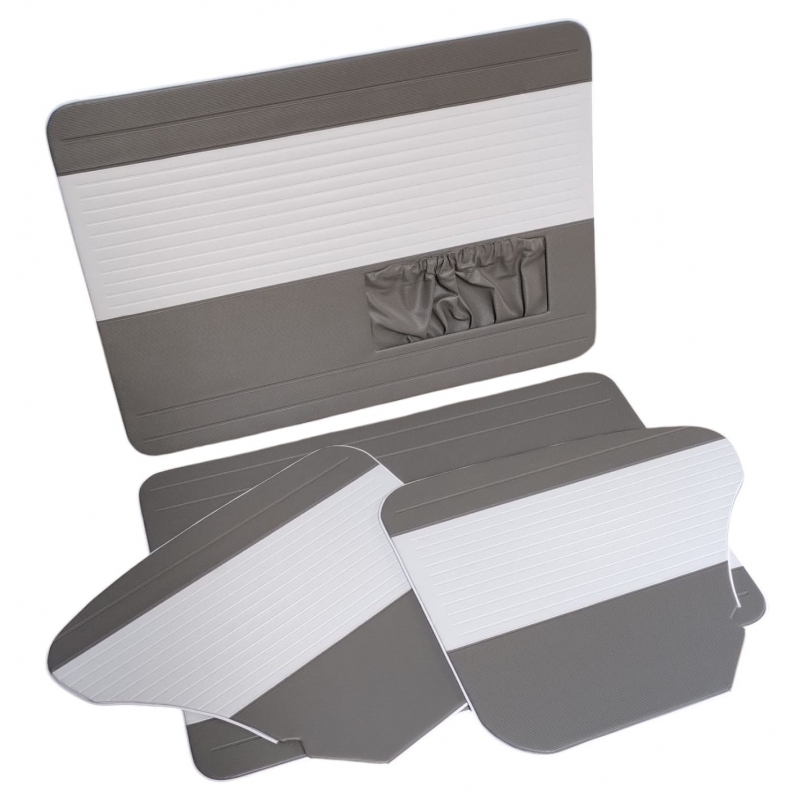 FORRAÇÃO PORTA FUSCA ATÉ 76 COM BOLSA CINZA E BRANCO JOGO